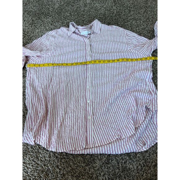 Jane + Delancey Pink White Stripe Crinkle Fabric Popover Top Womens Sz 2X - Picture 10 of 11